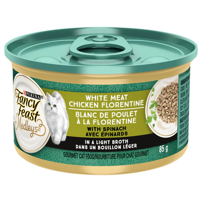 Purina Fancy Feast White Meat Chicken Florentine in Broth Cat Food 85g - Case of 24