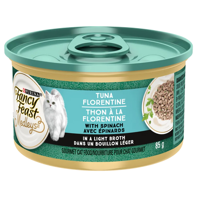 Purina Fancy Feast Tuna Florentine with Spinach in Broth Cat Food 85g - Case of 24