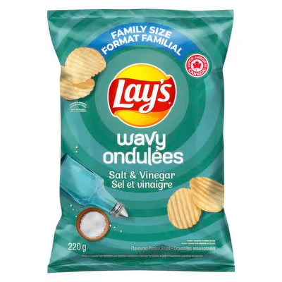 Lay's Salt & Vinegar Family Size 220g - Case of 12