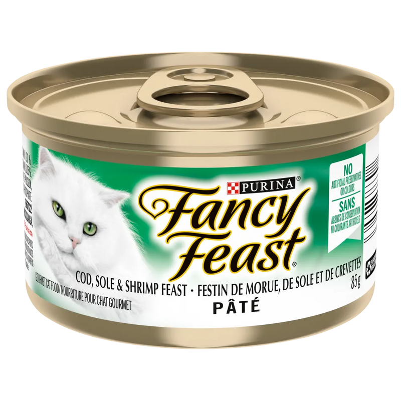 Purina Fancy Feast Cod, Sole & Shrimp Pâté Cat Food 85g - Case of 24