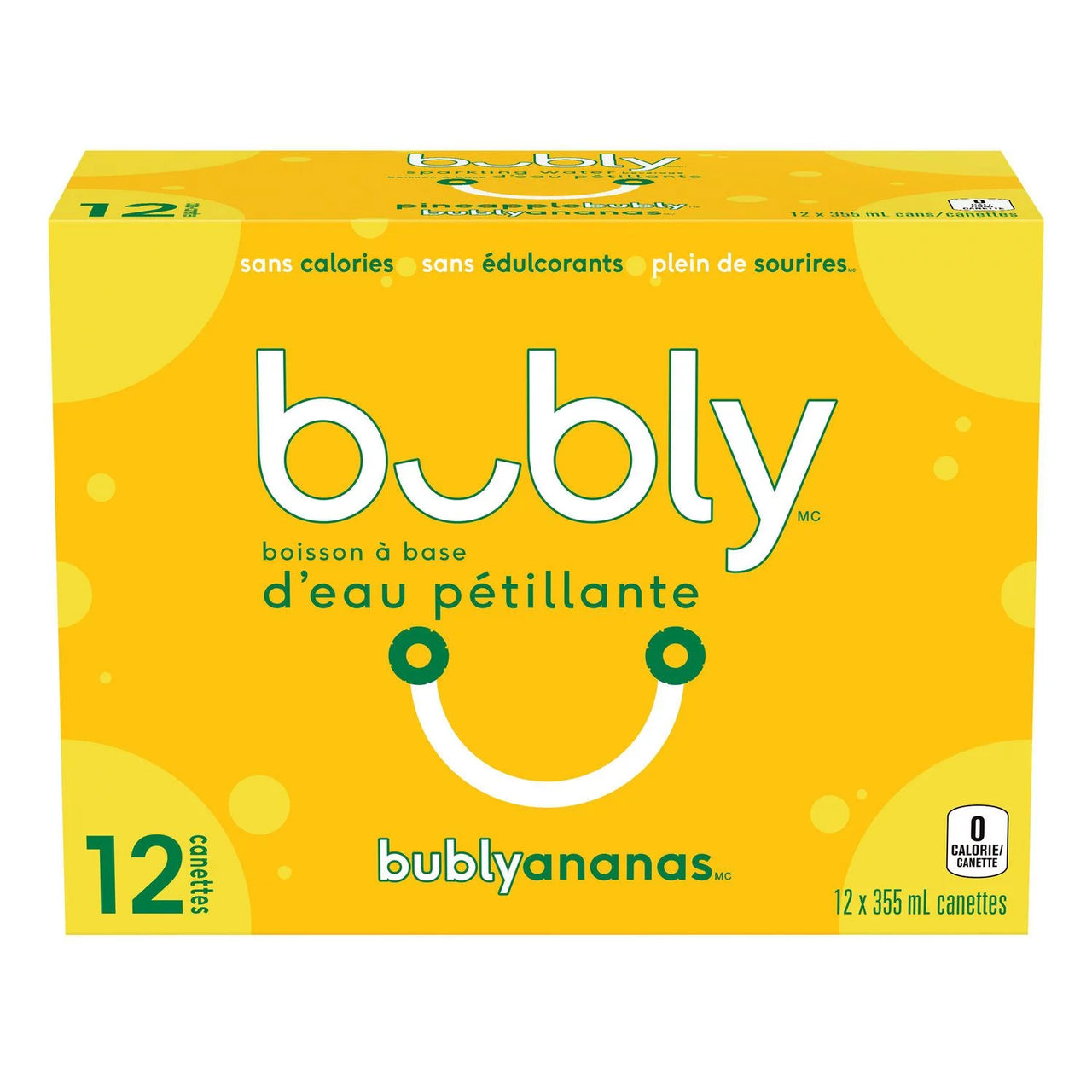 Bubly Sparkling Water Pineapple 355ml - (Case of 12)