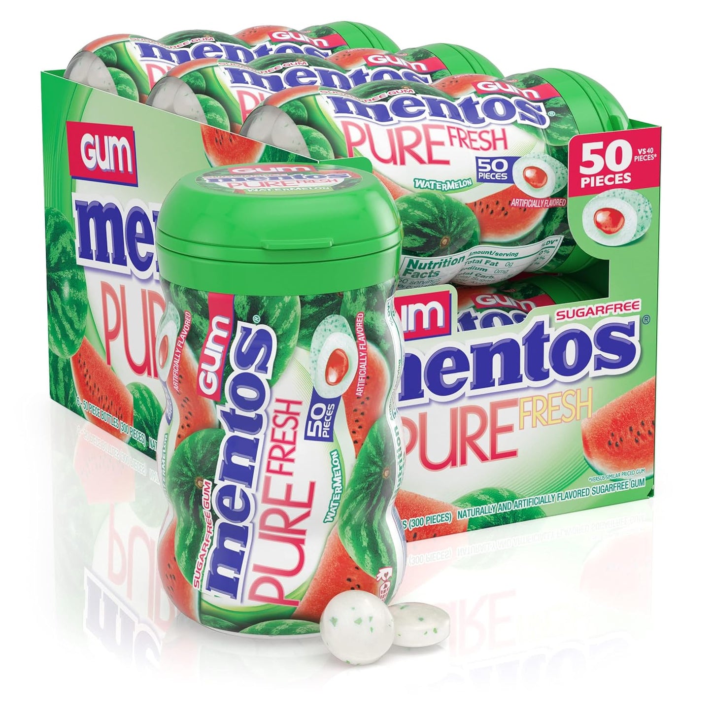 Mentos Pure Fresh Watermelon Gum 50pcs - 6ct