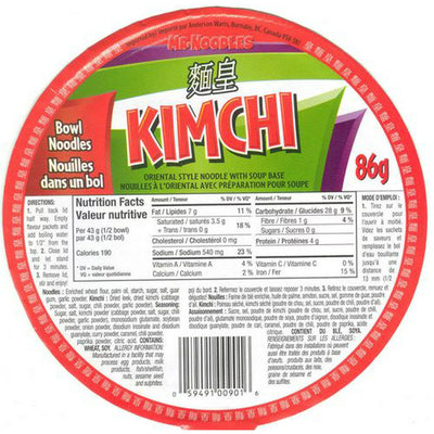 Mr. Noodles Kimchi Bowl Noodles 86g (12 pack)