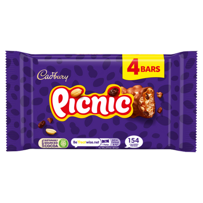 Cadbury Picnic Bars 4pk - Case of 10 - UK