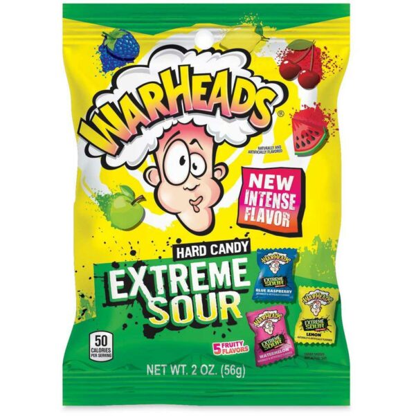 Warheads Extreme Sour Hard Candy 56g Peg Bag (Case of 12)