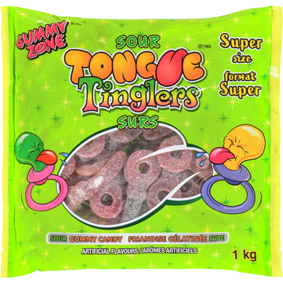 Gummy Zone Sour Tongue Tinglers Gummy Candy Super Size (Case of 12)