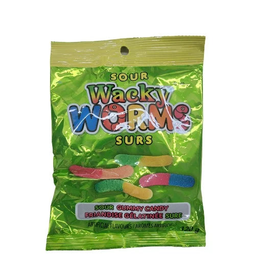 Gummy Zone Sour Wacky Worms Gummy Candy (Case of 24)