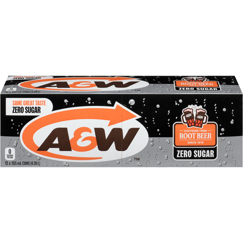 A&W Root Beer Zero 355ml - Case of 12