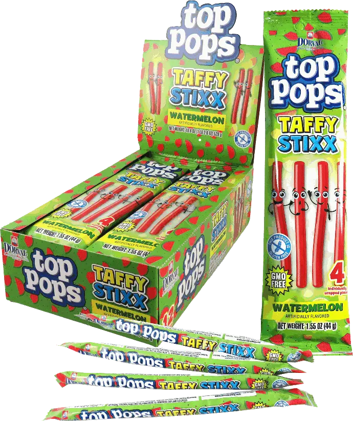 Top Pops Taffy Stixx Watermelon - 12ct