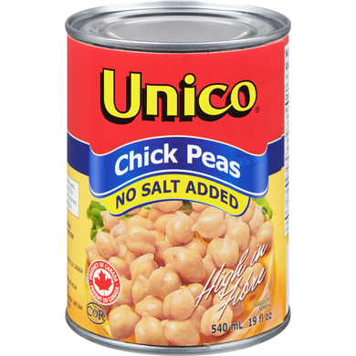 Unico Chick Peas No Salt 540ml - Case of 12