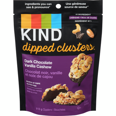 Kind Dipped Clusters Cashew Dark Chocolate Vanilla Peg 113g - Case of 8