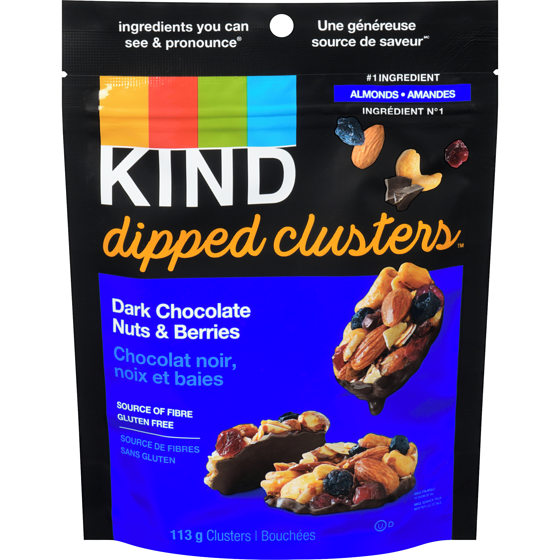 Kind Dipped Clusters Nuts Dark Chocolate & Berries Peg 113g - Case of 8