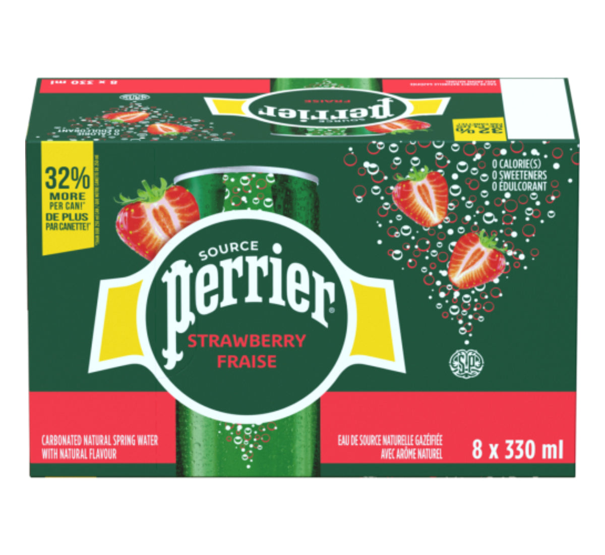 Perrier Carbonated Natural Spring Water Strawberry Flavor 330ml (8 pack)