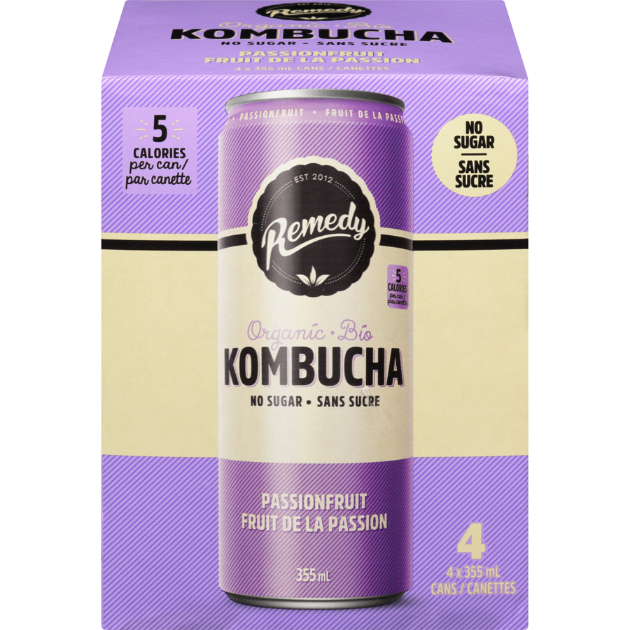 Remedy Organic Kombucha Passionfruit 355ml (4 Pack)