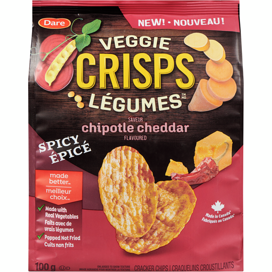 Dare Veggie Crisps Chipotle Cheddar 100g - Case of 12