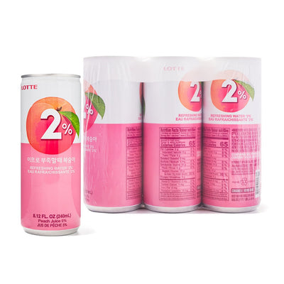 Lotte 2% Refreshing Water Peach 240ml - (6 Pack) - Korea