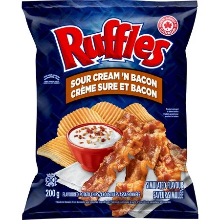 Ruffles Sour Cream 'N Bacon 200g - Case of 12