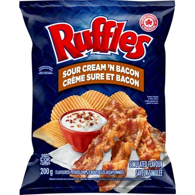 Ruffles Sour Cream 'N Bacon 200g - Case of 12