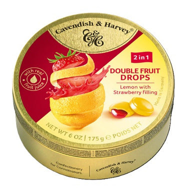 Cave Double Fruit Drops Lemon Strawberry Tins - Case of 9