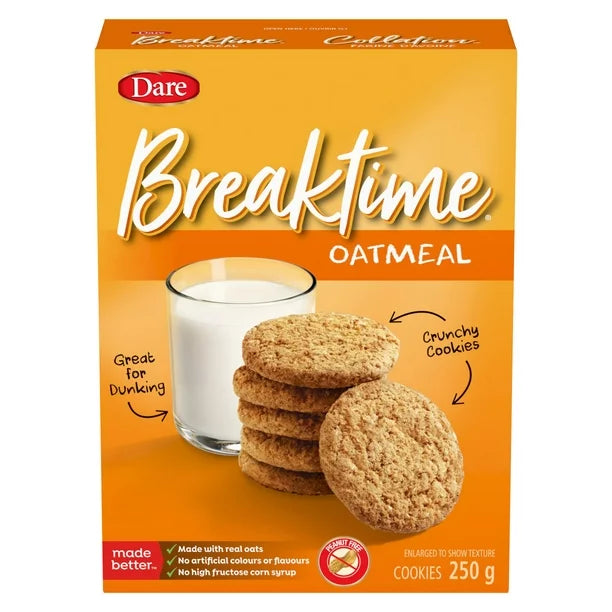 Dare Breaktime Oatmeal Cookies 250g - Case of 12