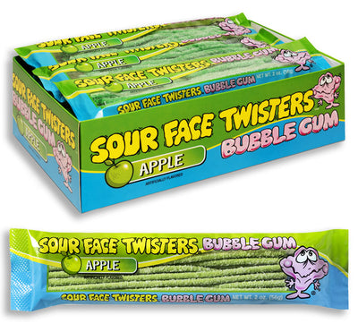 Face Twisters Sour Bubble Gum Apple - 12ct