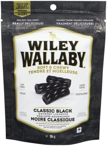 Wiley Wallaby Classic Black Licorice Peg Bag 184g - Case of 12