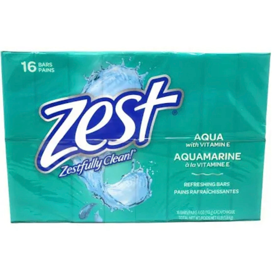 Zest Bath Soap Bar Aqua 4Oz - Case of 64