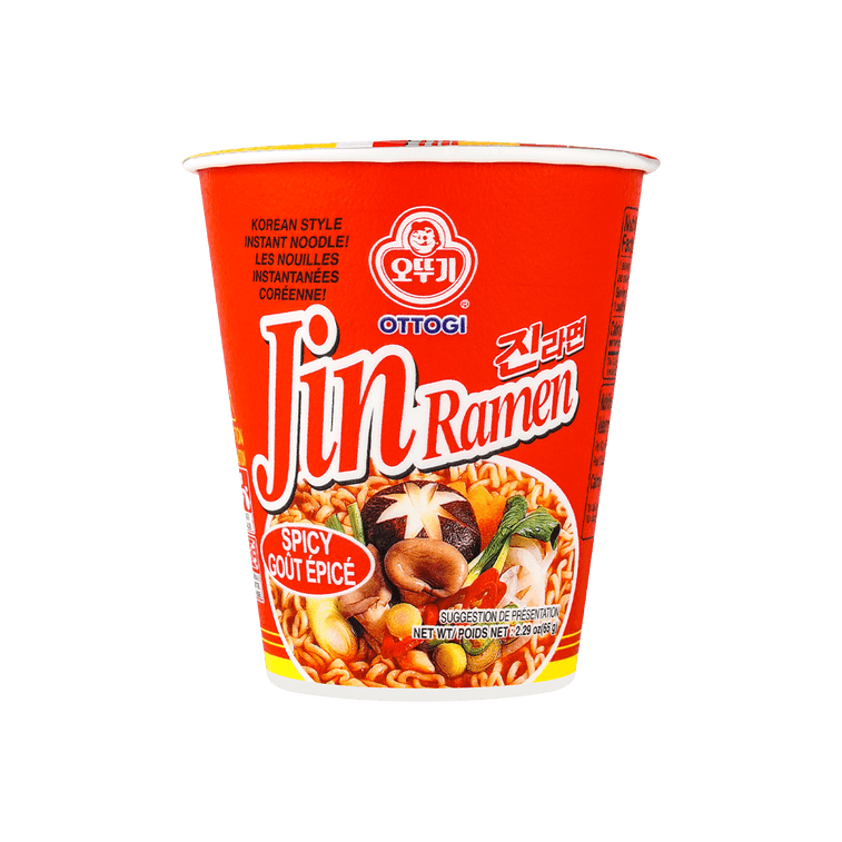 Ottogi Jin Hot Ramen Noodles Soup Cup 65g (6 pack)