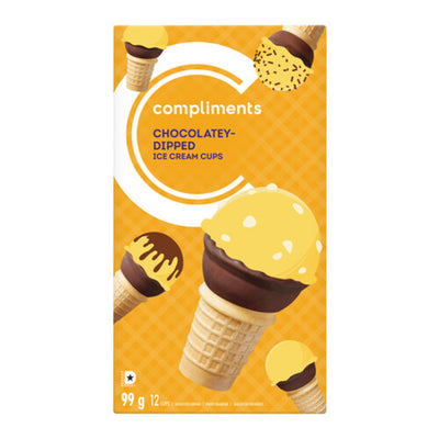 Compliments Choclatey Dipped Ice Cream Cups 99g 12ct  - Case of 12