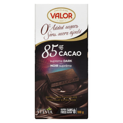 Valor Supreme Extra Dark Chocolate 85% Bars 100g - 17ct