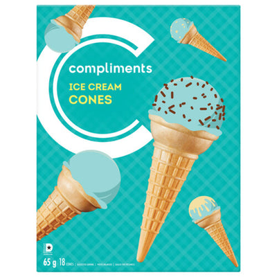 Compliments Ice Cream Cones 65g 18ct  - Case of 12