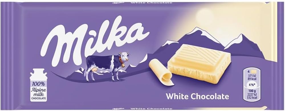 Milka White Chocolate Bar 100g (Case of 22) - UK