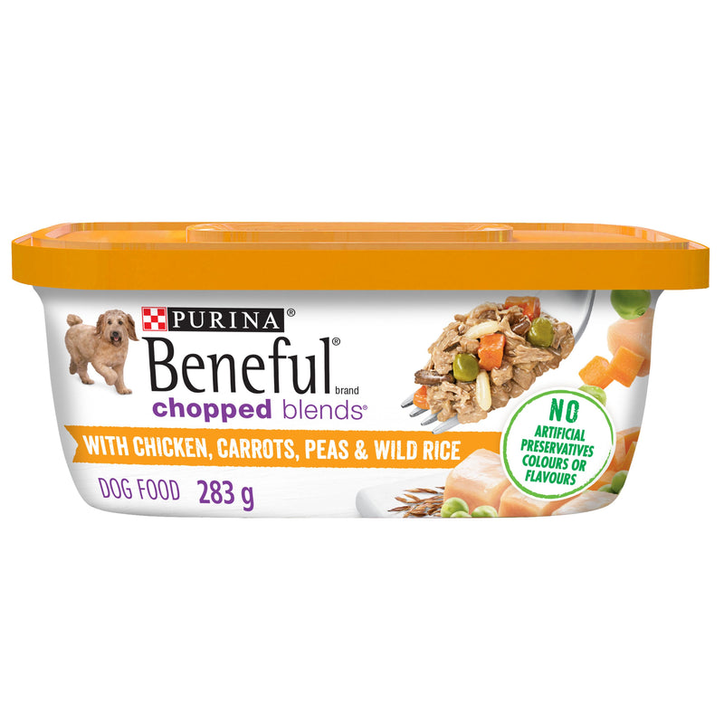 Purina Beneful Chopped Blends Chicken Carrots Peas with Wild Rice Dog Food 283g - Case of 8