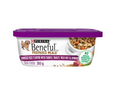 Purina Beneful Prepared Simmered beef with Carrots Barley Dog Food 283g - Case of 8