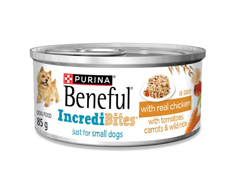 Purina Beneful IncrediBites with Real Chicken in Gravy Dog Food 85g - Case of 24