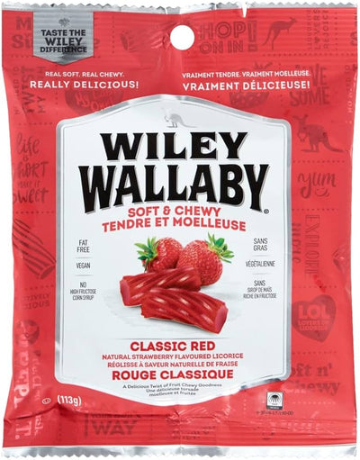 Wiley Wallaby Classic Red Licorice Peg Bag 113g - Case of 12