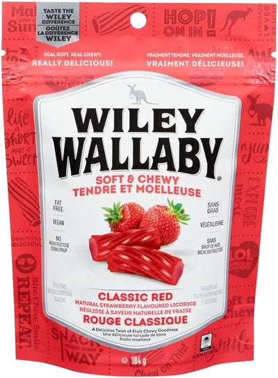 Wiley Wallaby Classic Red Licorice Peg Bag 184g - Case of 12