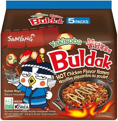Samyang Buldak Hot Chicken Yakisoba Ramen Soup 5 Pack - Korea (Case of 8)