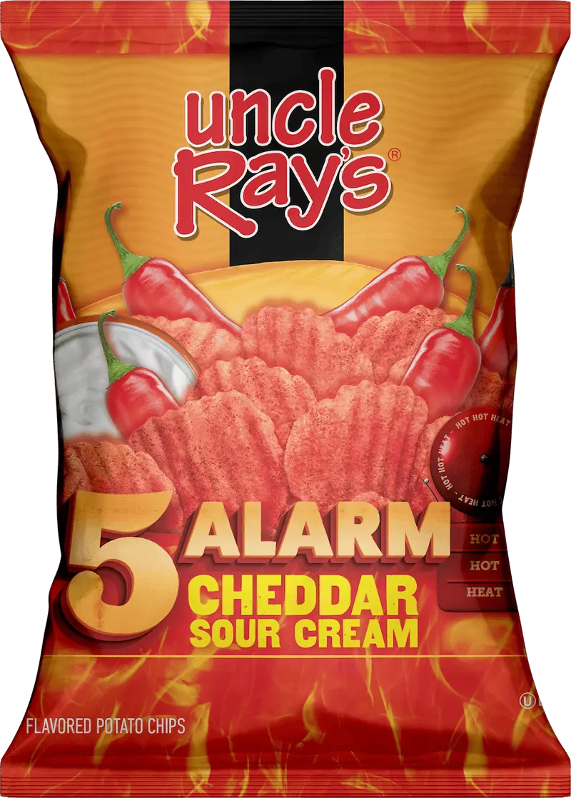 Uncle Ray's 5 Alarm Cheddar & Sour Cream Potato Chips - Case of 12