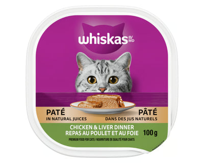 Whiskas Pâté Chicken & Liver Dinner Cat Food 100g - Case of 24