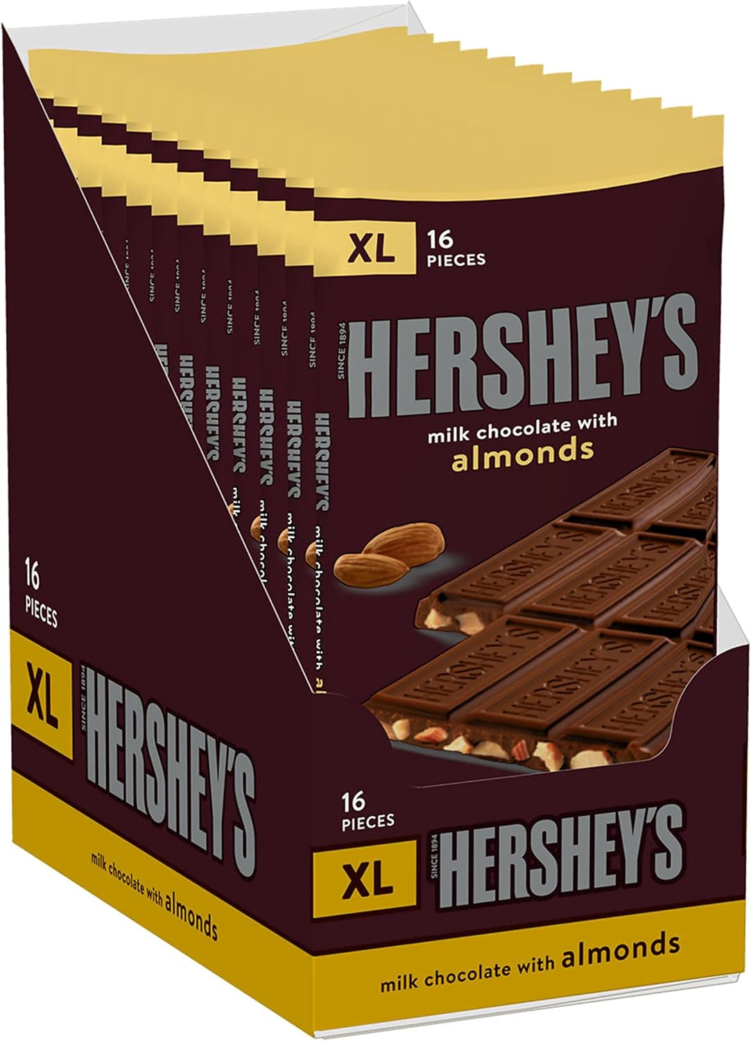 Hershey’s XL Milk Chocolate with Almonds Bar 120g - 12ct