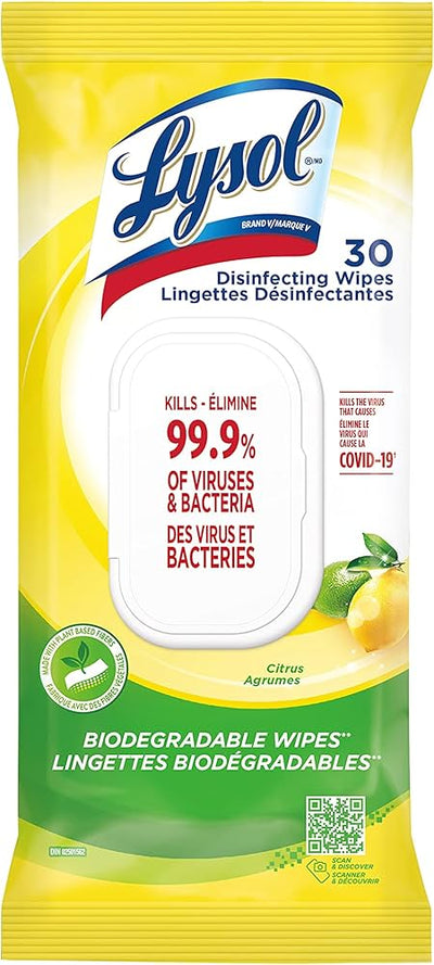 Lysol Disinfecting Wipes Citrus 30Ct - Case of 9