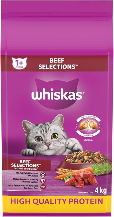 Whiskas Beef Selections High Quality Protein Cat Food 2kg