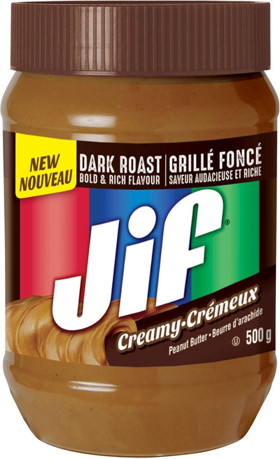 Jif Dark Roast Creamy Peanut Butter Spread 500g - Case of 12