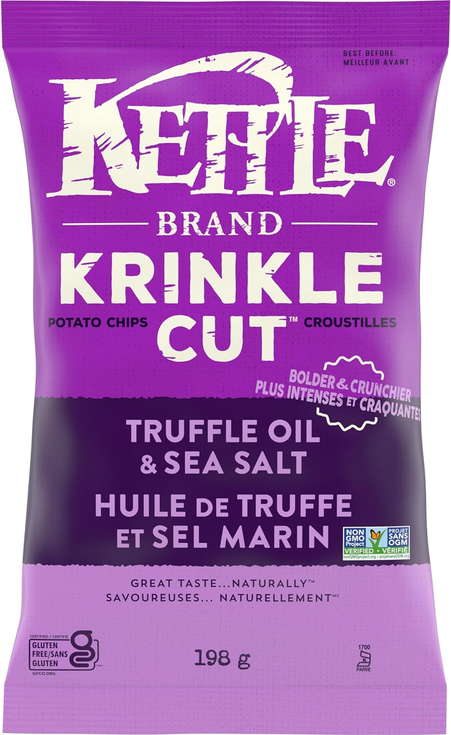 Kettle Brand Krinkle Cut Truffle & Sea Salt Potato Chips - Case of 12