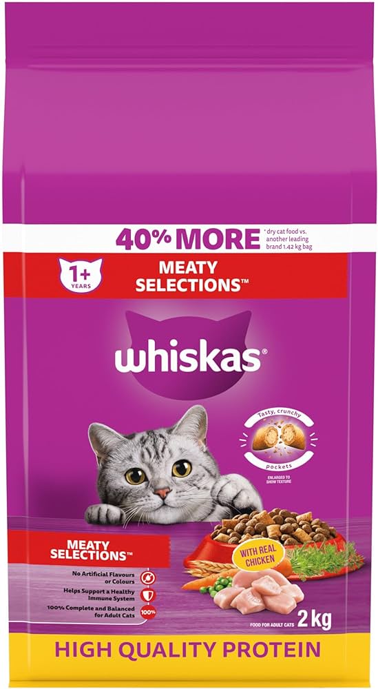 Whiskas Meaty Selections with Real Chicken High Quality Protein Cat Food 2kg