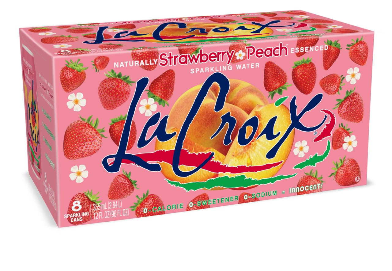 La Croix Naturally Sparkling Water Strawberry Peach 355ml (8 pack)