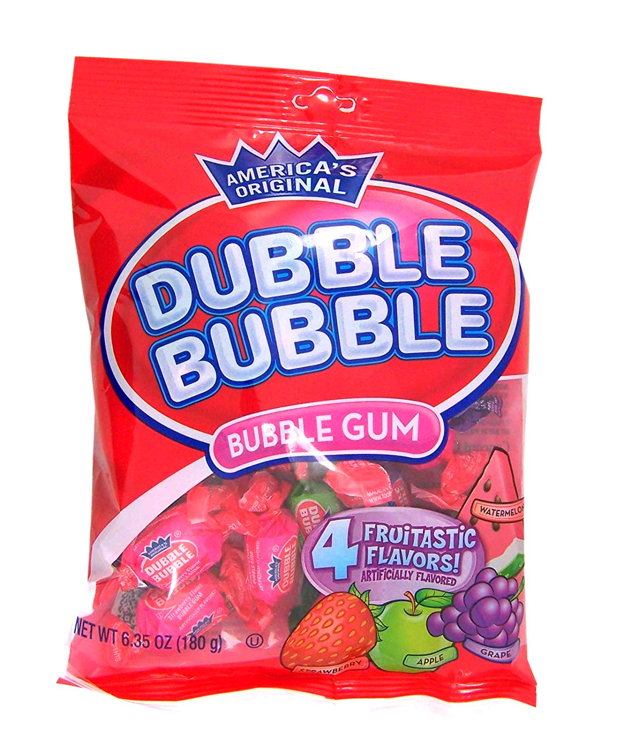 Dubble Bubble Bubble Gum 4 Flavors Peg Bag - Case of 12