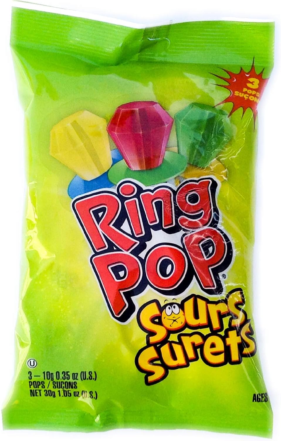 Ring Pop Sours Pops Peg Bag - Case of 12