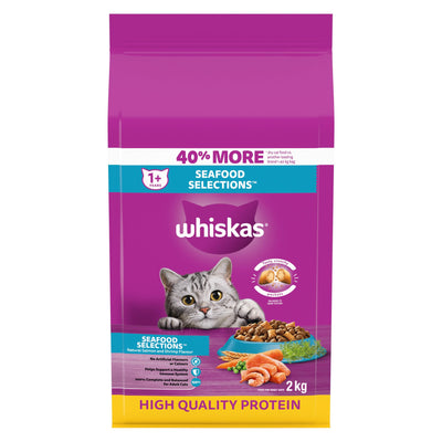 Whiskas Seafood Selections with Real Salmon High Quality Protein Cat Food 2kg